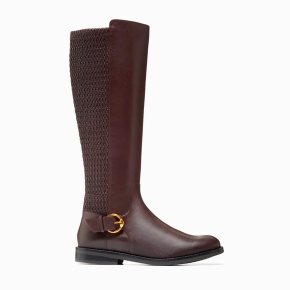 Cole Haan Shoes - Cole Haan Brown Women's Clover Stretch Side-Buckle Leather Riding Boots NWT